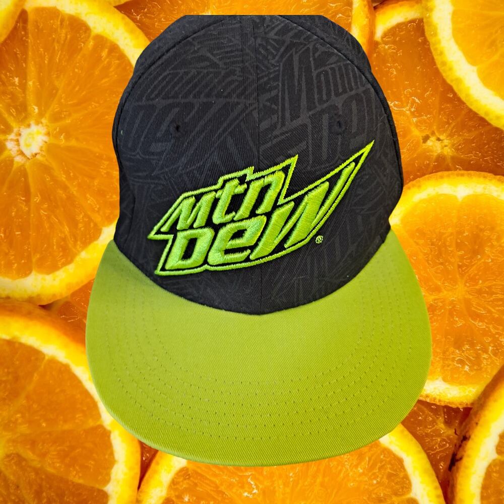 Mtn Dew‎ Black and Neon Yellow/Green Snapback Adjustable Hat